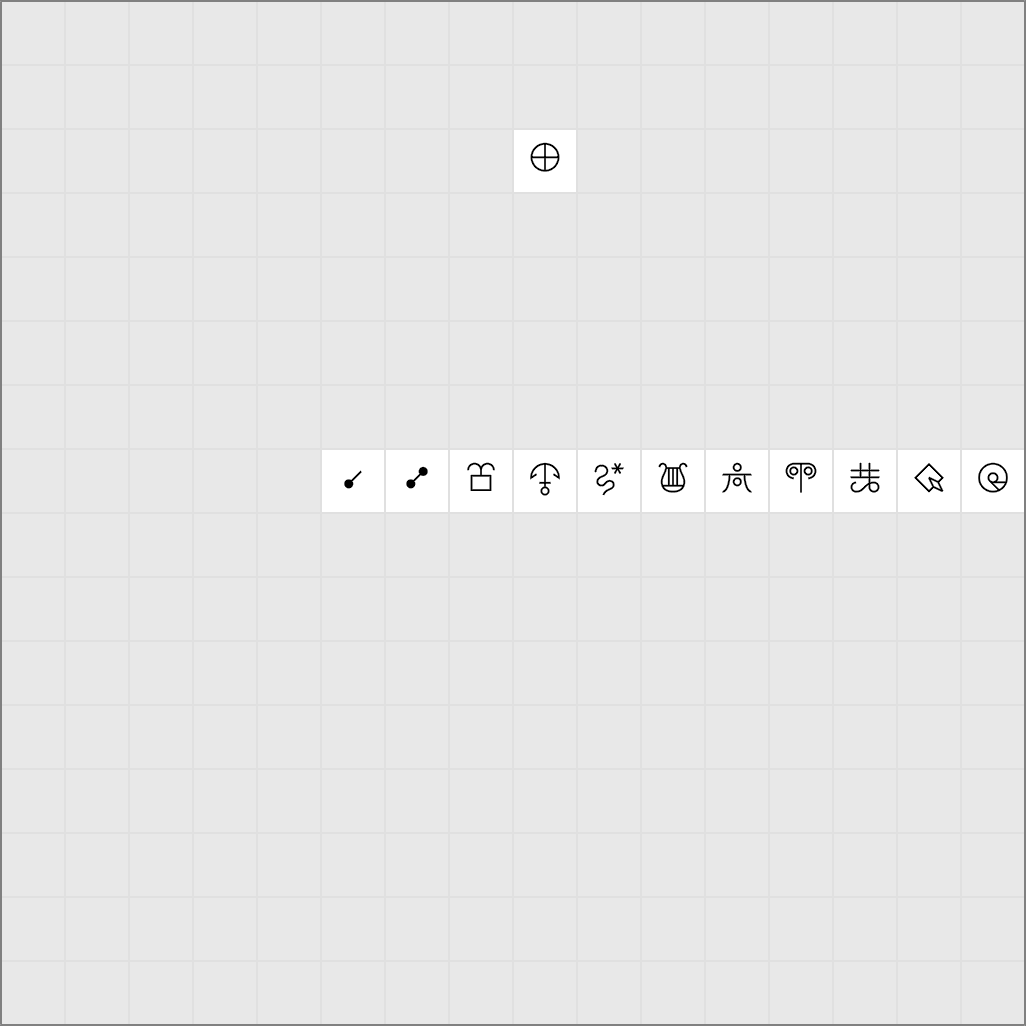 Unicode characters 1F700-1F7FF in the Radical font