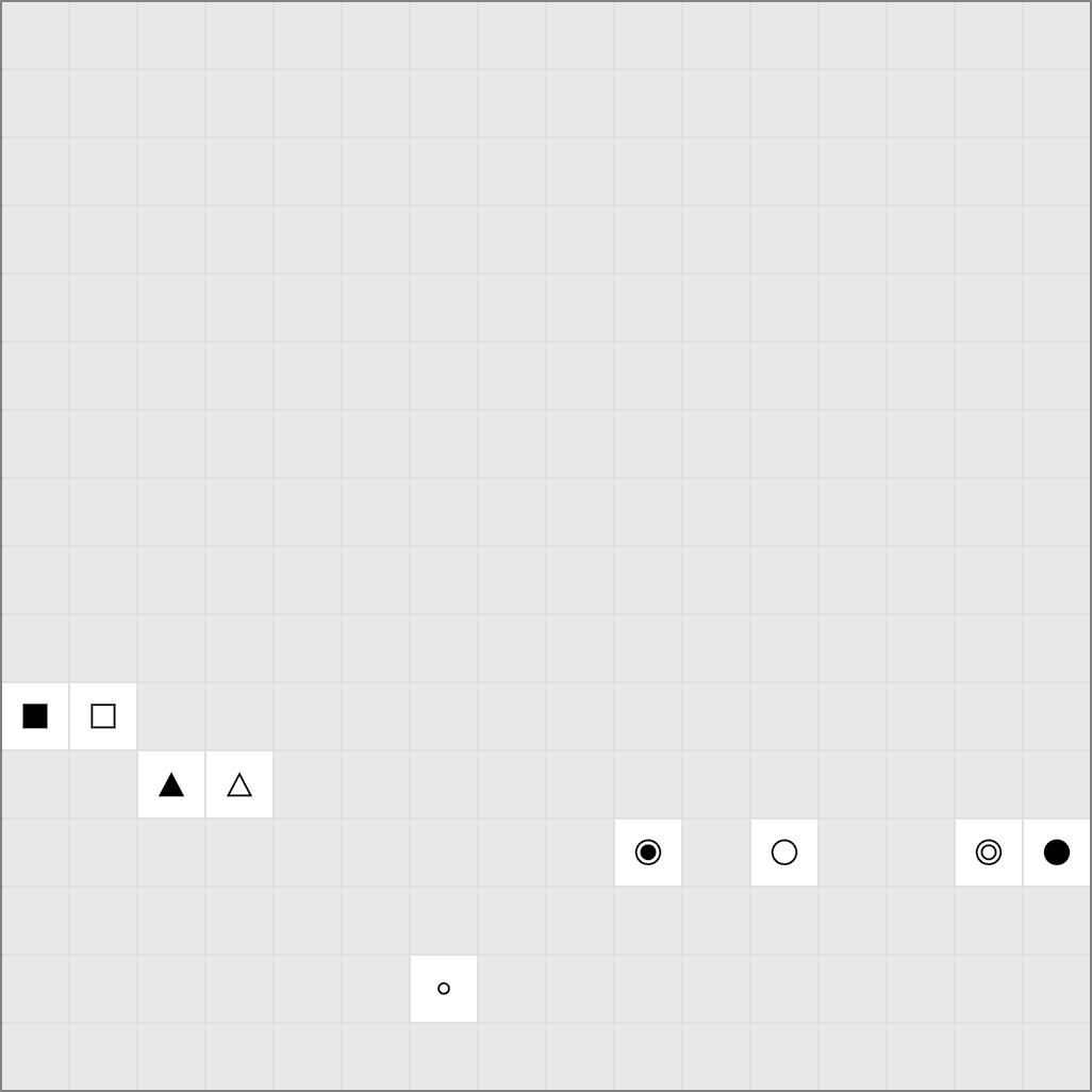 Unicode characters 2500-25FF in the Radical font