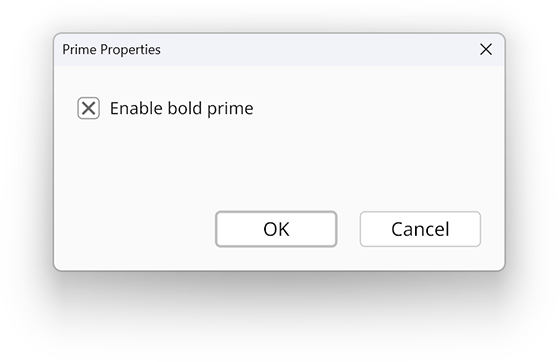Prime properties dialog in the Radical Pie equation editor