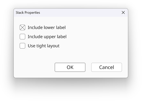 Stack properties dialog in the Radical Pie equation editor